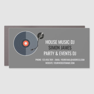 Record Player Logo, Professional DJ Car Magnet