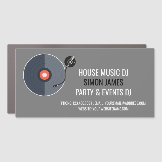 Record Player Logo, Professional DJ Car Magnet (Front)