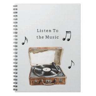 Record Player Music Notes Notebook