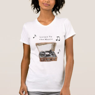 Record Player Music Notes T-Shirt
