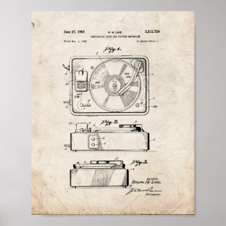 Record Player Patent - Old Look Poster