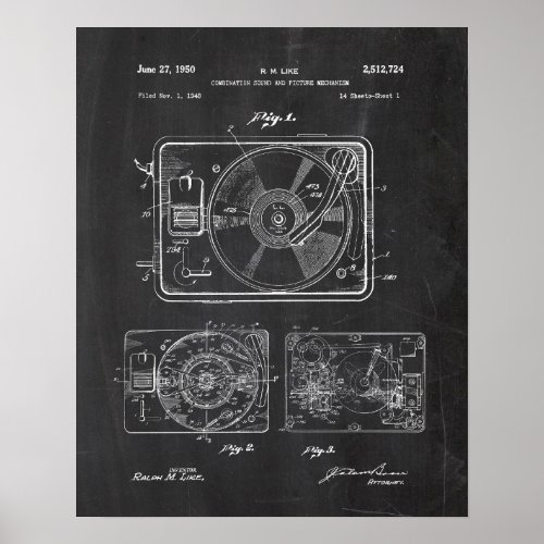 Record Player Patent Poster