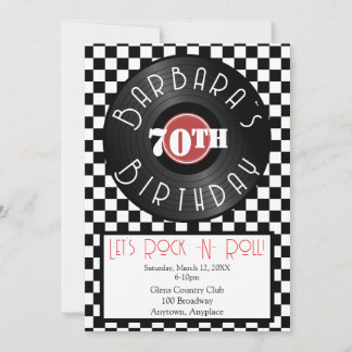Record Player Rock N Roll Themed Birthday Party Invitation