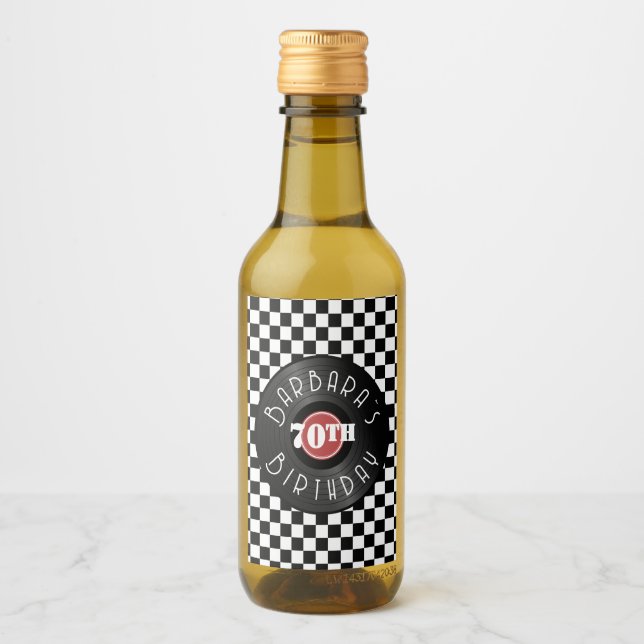 Record Player Rock N Roll Themed Birthday Party Wine Label (Front)