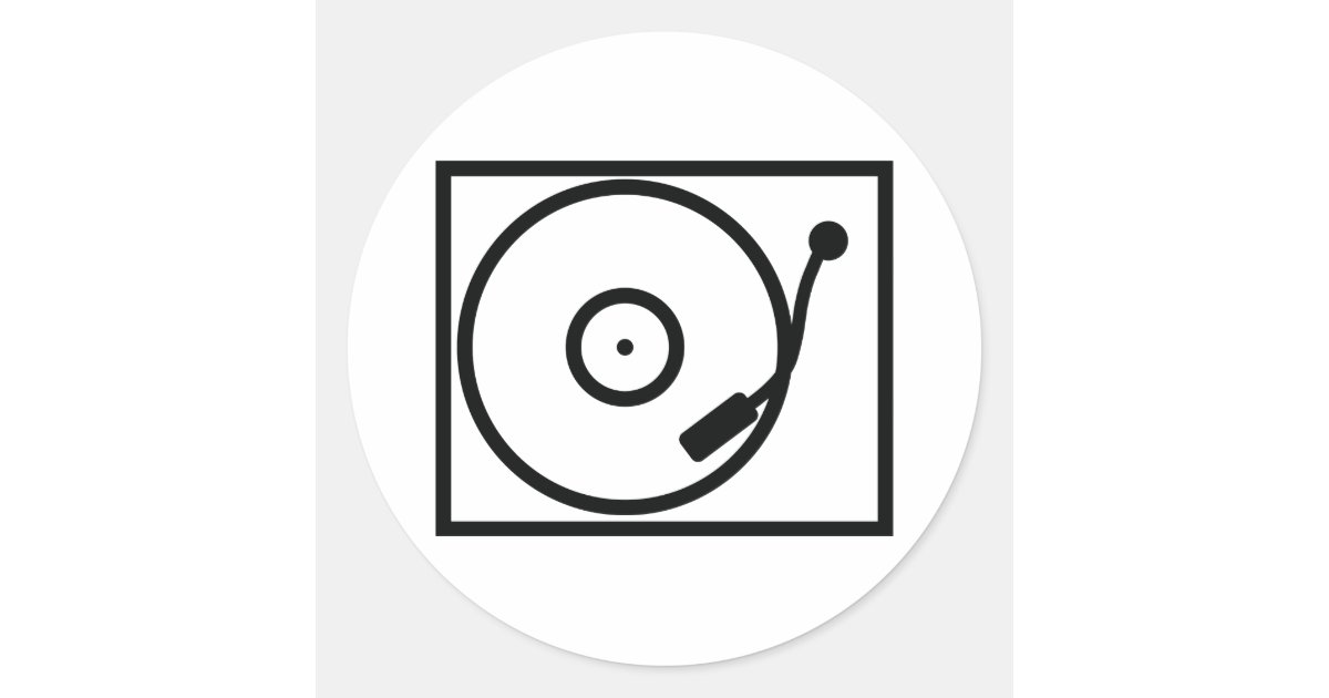 record player turntable icon classic round sticker | Zazzle