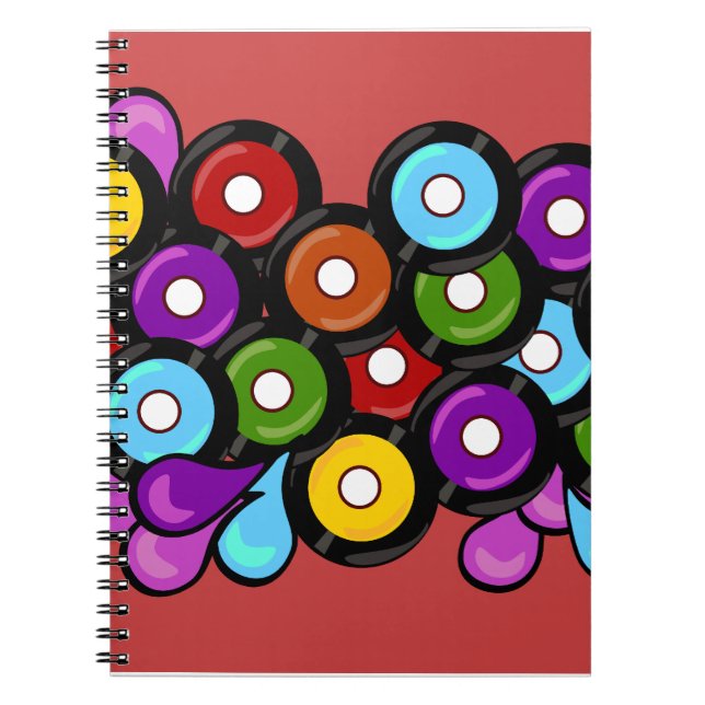 Record Romp Fun Music Pattern Art Notebook (Front)