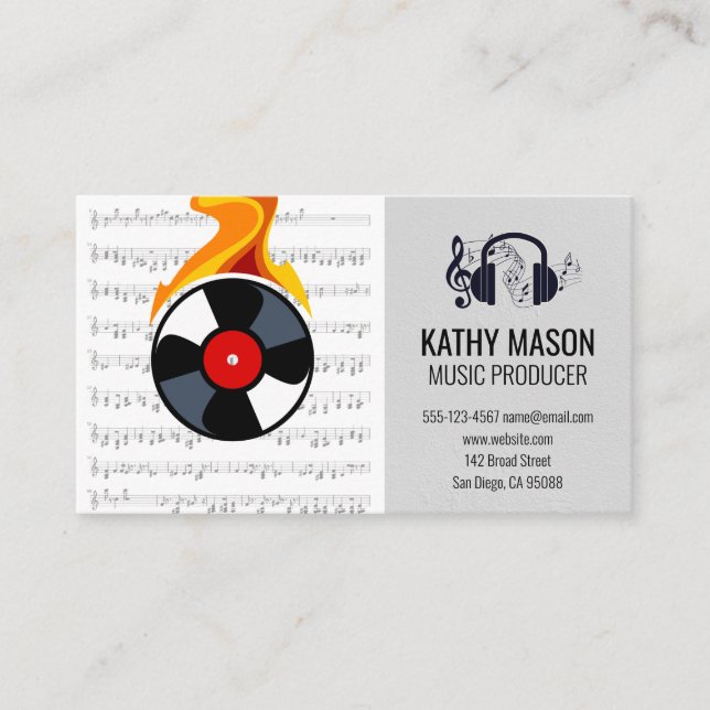 Record Vinyl Flame Business Card (Front)