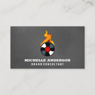 Record Vinyl Flame Leather Background Business Card