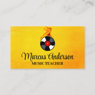 Record Vinyl Flame Logo Music Business Card
