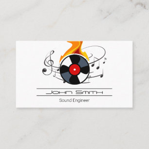Record Vinyl Flame Music Notes Business Card