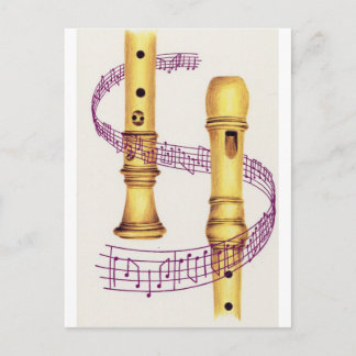 Recorder and Music Postcard
