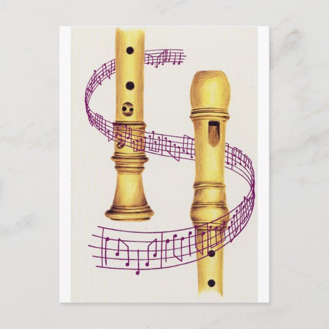 Recorder and Music Postcard (Front)