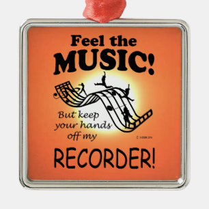 Recorder Feel The Music Metal Ornament
