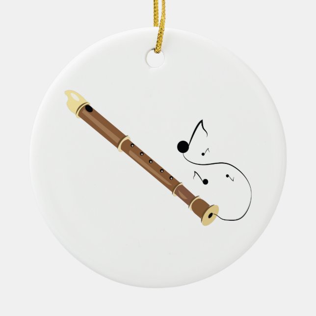 Recorder Flute Ceramic Ornament (Front)