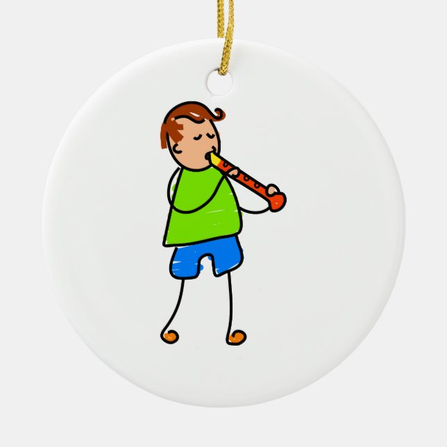Recorder Kid Ceramic Ornament (Front)