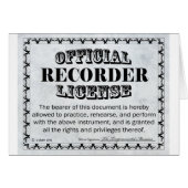 Recorder License (Front Horizontal)