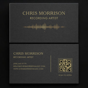 Recording Artist Black Gold QR Code Business Card