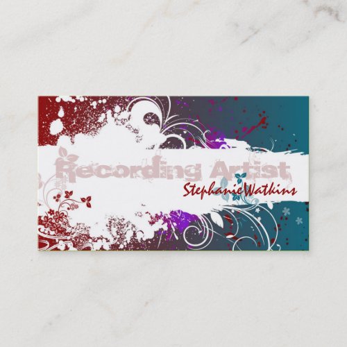 Recording Artist Business Card Grunge Splatter