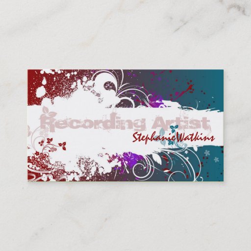 Customizable Recording Artist Business Card Grunge Splatter