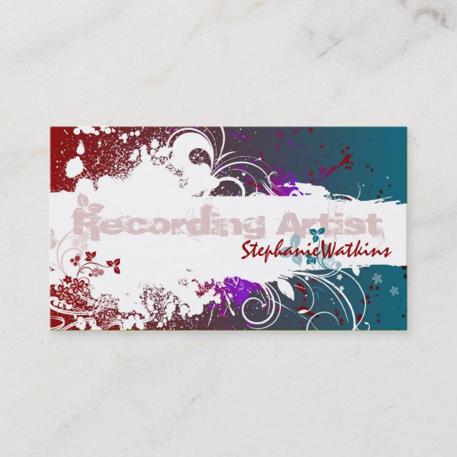 Recording Artist Business Card Grunge Splatter (Front)
