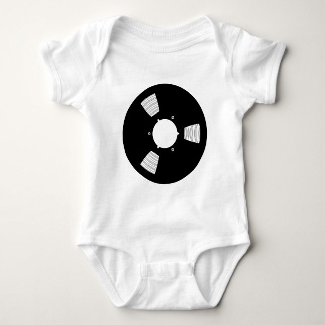 Recording Tape Spool Baby Bodysuit (Front)