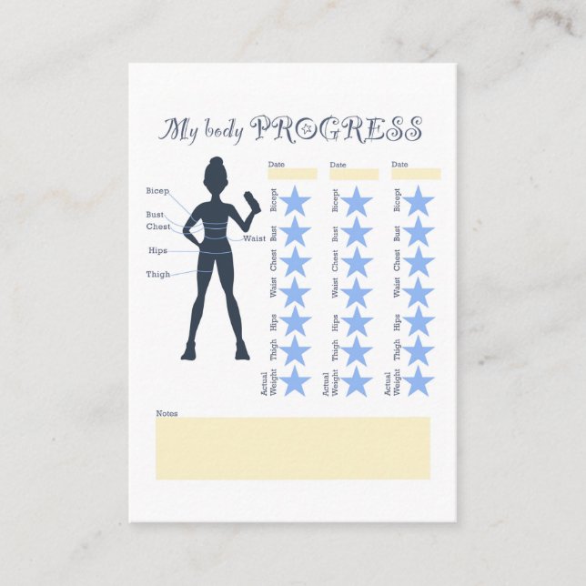 recording your progress in physical exercises  business card (Front)