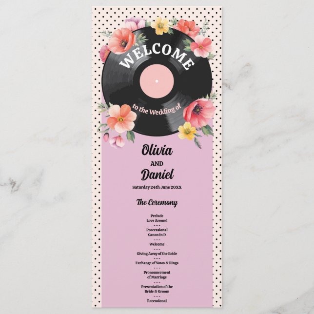 Records Floral Wedding Menu Ceremony Details (Front)