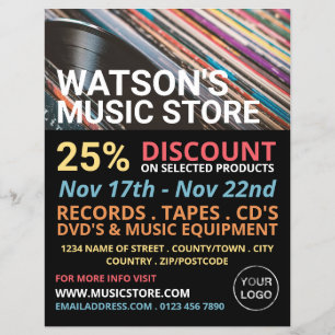 Records, Music Store Advertising Flyer