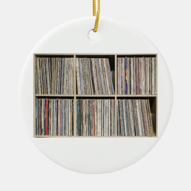 Records Vinyl Albums Record Collection Shelf Ceramic Ornament (Front)