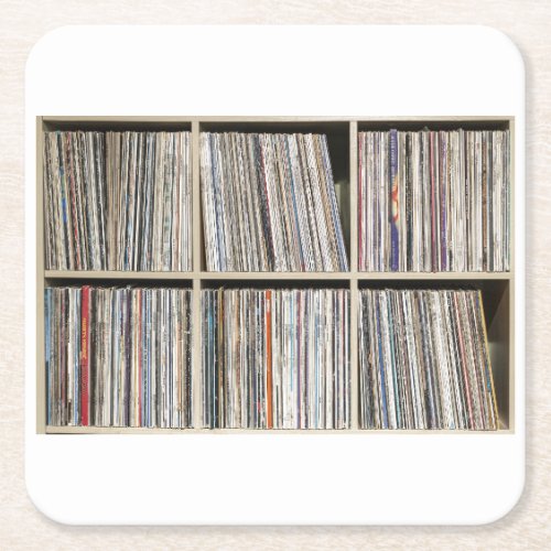 Records Vinyl Albums Record Collection Shelf Square Paper Coaster