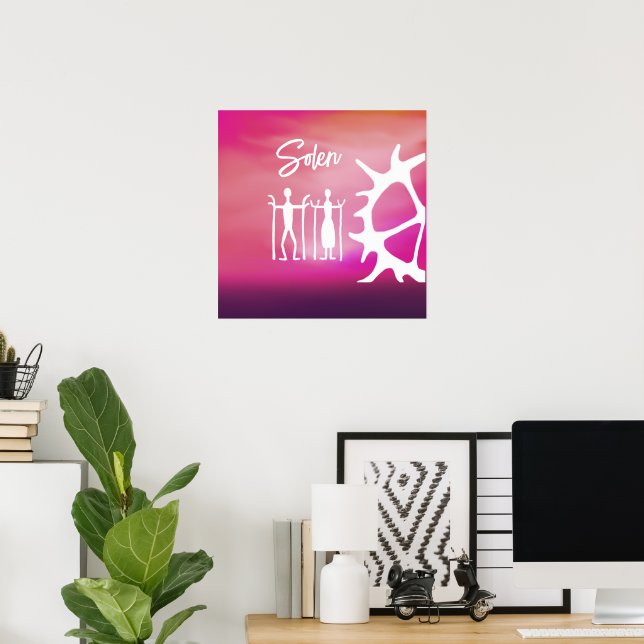 Records with Sami Pattern in Pink Poster (Home Office)