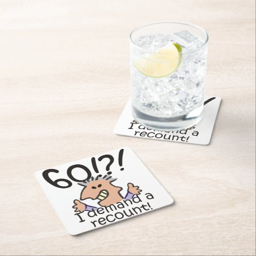 Recount 60th Birthday Square Paper Coaster