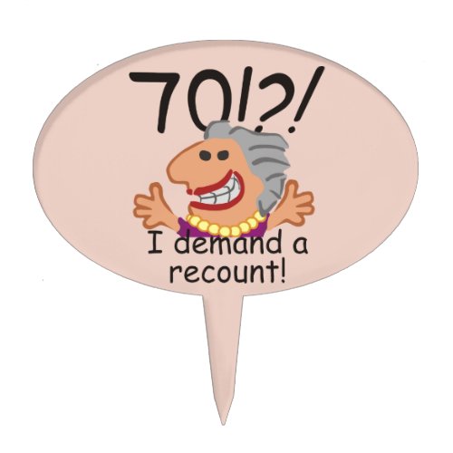 Recount 70th Birthday Funny Cartoon Woman Cake Topper