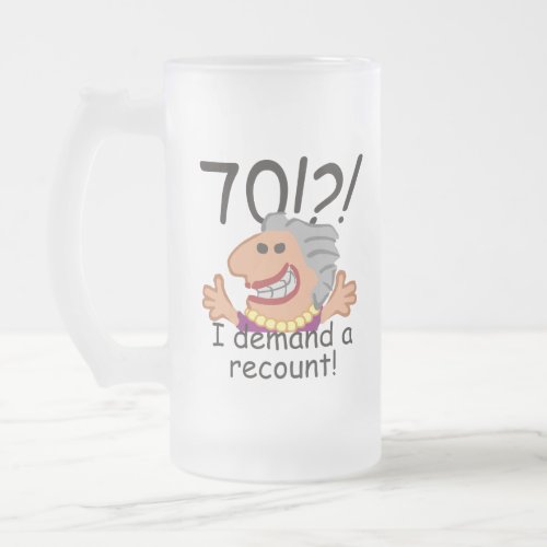 Recount 70th Birthday Funny Cartoon Woman Frosted Glass Beer Mug