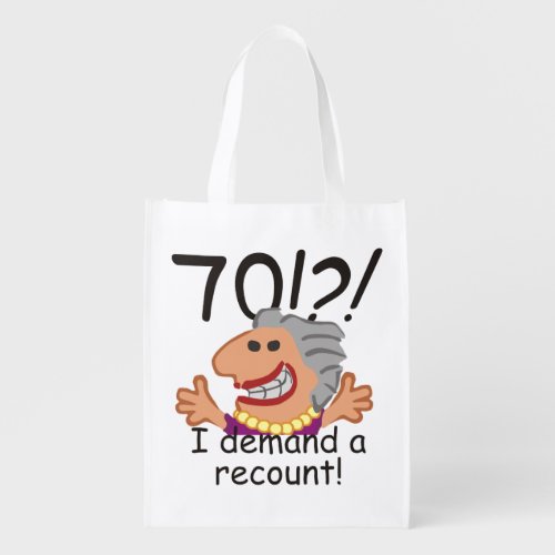 Recount 70th Birthday Funny Cartoon Woman Grocery Bag