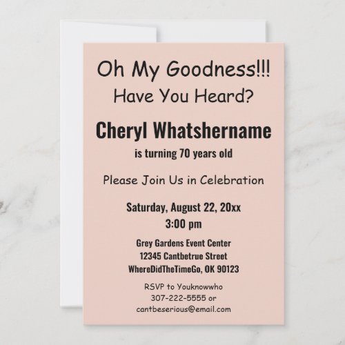 Recount 70th Birthday Funny Cartoon Woman Invitation