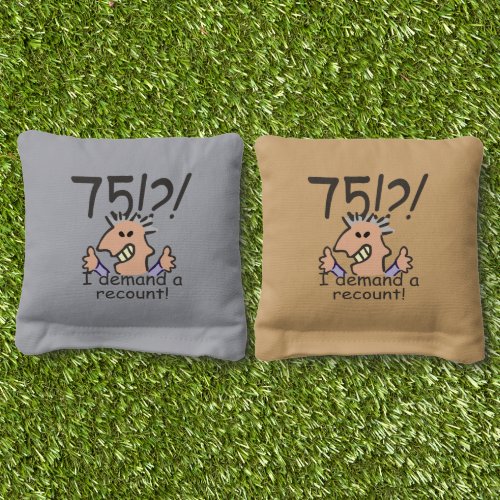 Recount 75th Birthday Funny Cartoon Man Cornhole Bags