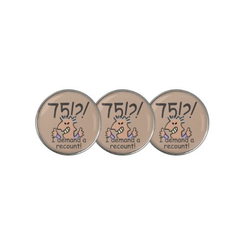 Recount 75th Birthday Funny Cartoon Man Golf Ball Marker