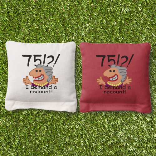 Recount 75th Birthday Funny Cartoon Woman Cornhole Bags