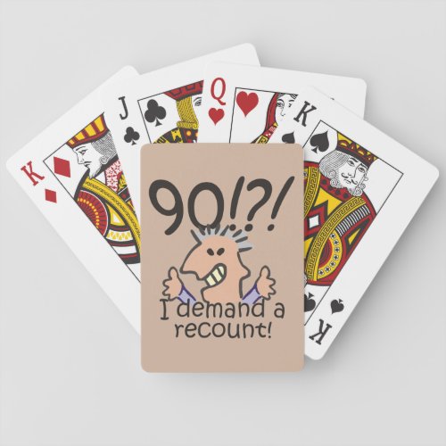 Recount 90th Birthday Funny Cartoon Man Poker Cards