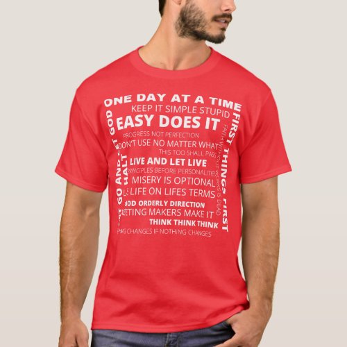 Recovery AA Sayings and Slogans One Day At A Time  T_Shirt