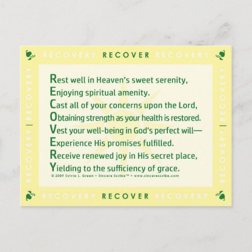 Recovery Acrostic Postcard