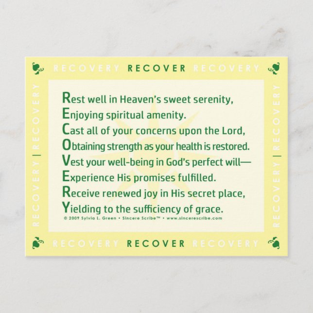 Recovery (Acrostic) Postcard (Front)