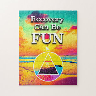 Recovery Can Be Fun Recovery Slogan Sunrise Jigsaw Puzzle