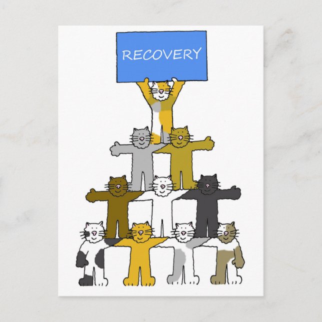 Recovery Cats Celebrating Sobriety etc Postcard (Front)