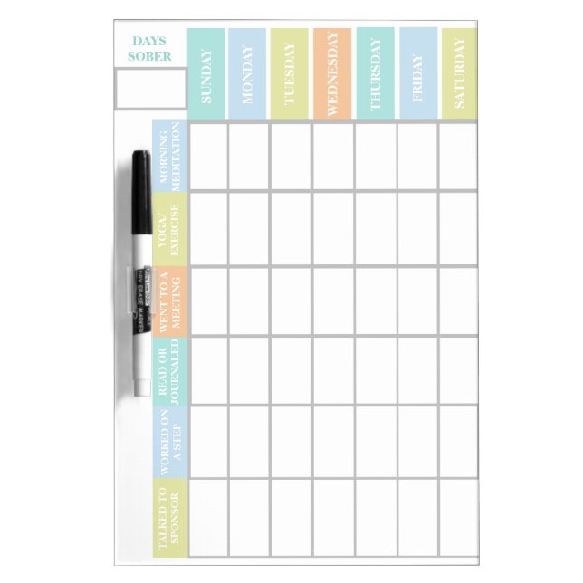 Recovery Encouragement Sobriety Daily Journal Dry Erase Board (Front)
