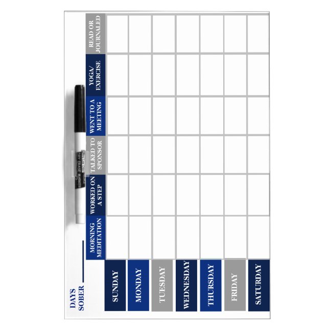Recovery Encouragement Sobriety Journal for Men Dry Erase Board (Front)