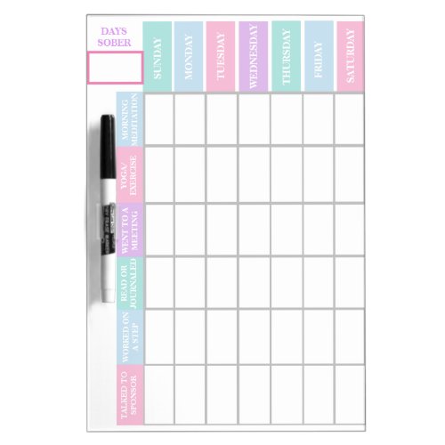 Recovery Encouragement Womens Sobriety Checklist Dry Erase Board