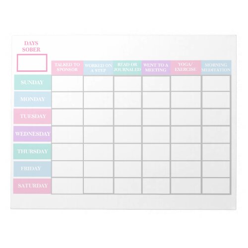 Recovery Encouragement Womens Sobriety Checklist Notepad