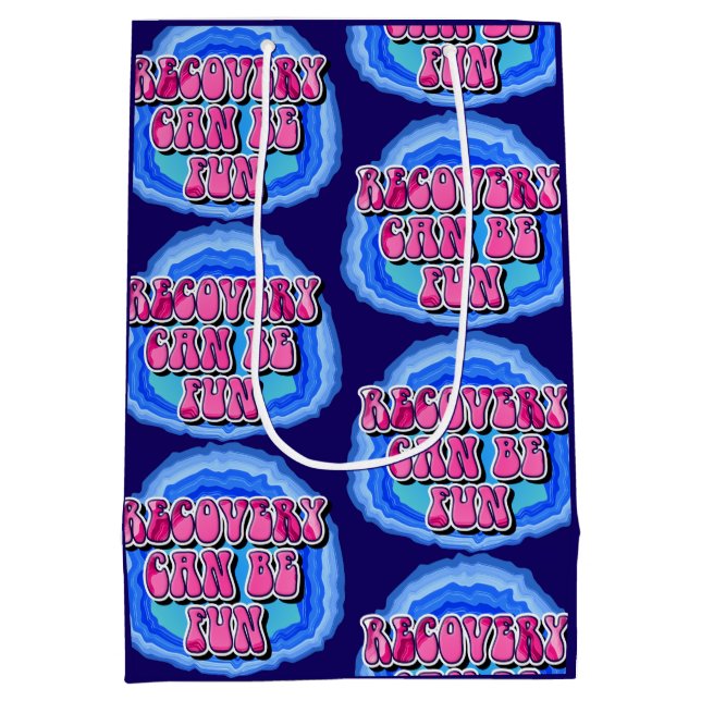 Recovery FUN Geode 12 Step AA Recovery Slogan Medium Gift Bag (Back)